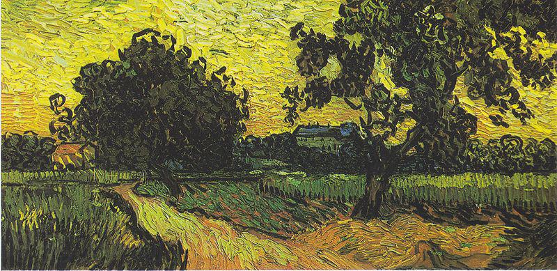 Vincent Van Gogh Landscape with Castle Auvers at Sunset France oil painting art
